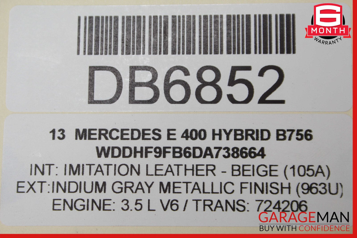 13-15 Mercedes W212 E400 Hybrid 3.5L Engine Motor Block Assembly OEM