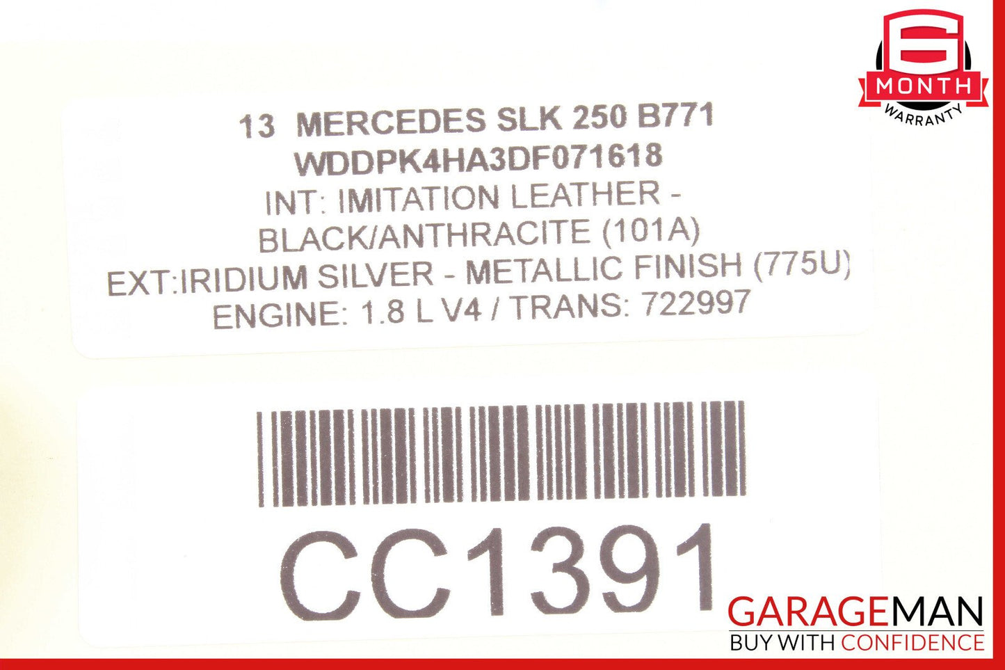 10-20 Mercedes R172 SLK250 Front Left Window Regulator Motor 2078200542 OEM