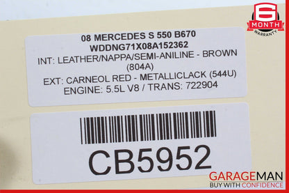 07-09 Mercedes-Benz S550 W221 Power Brake Booster Master Cylinder 2214300030