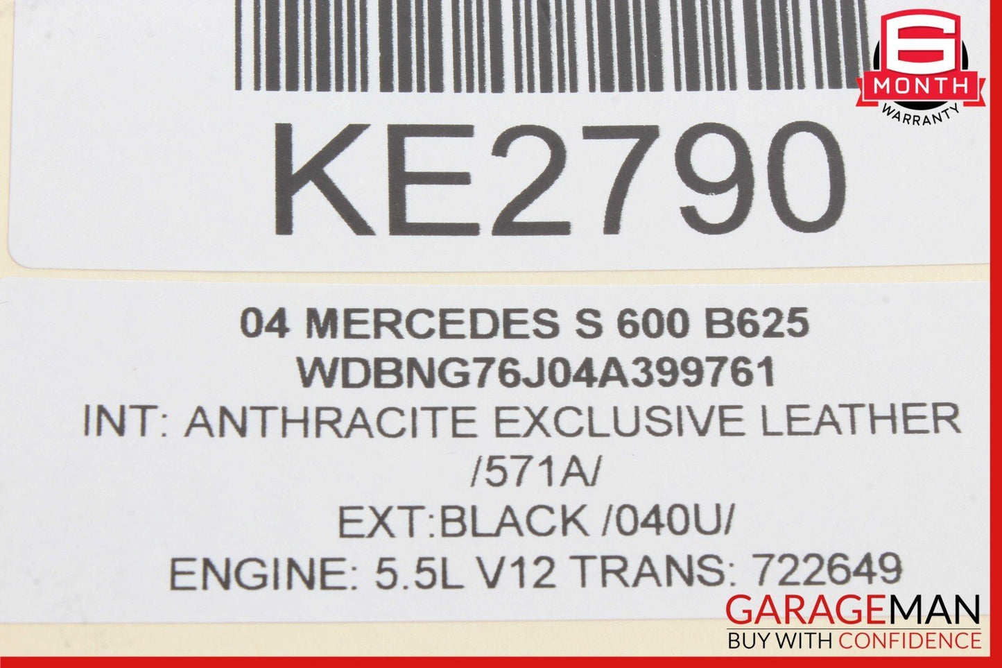 01-06 Mercedes W220 S600 Front Right or Left Side Seat Headrest Head Rest OEM