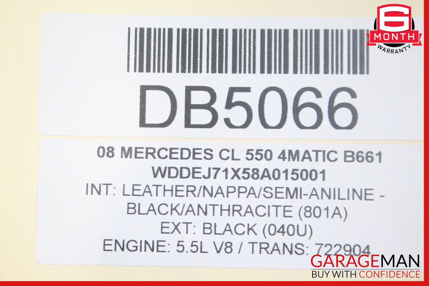07-10 Mercedes W216 CL550 Front Right Side Bottom Lower Seat Cushion Black OEM