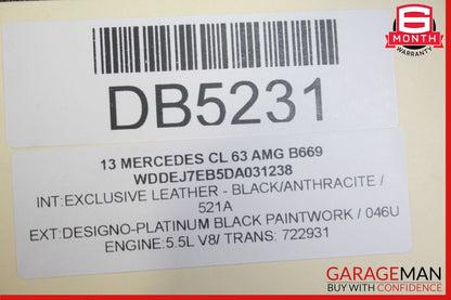 08-14 Mercedes W216 CL63 AMG Rear Right Bottom Lower Seat Cushion Brown OEM