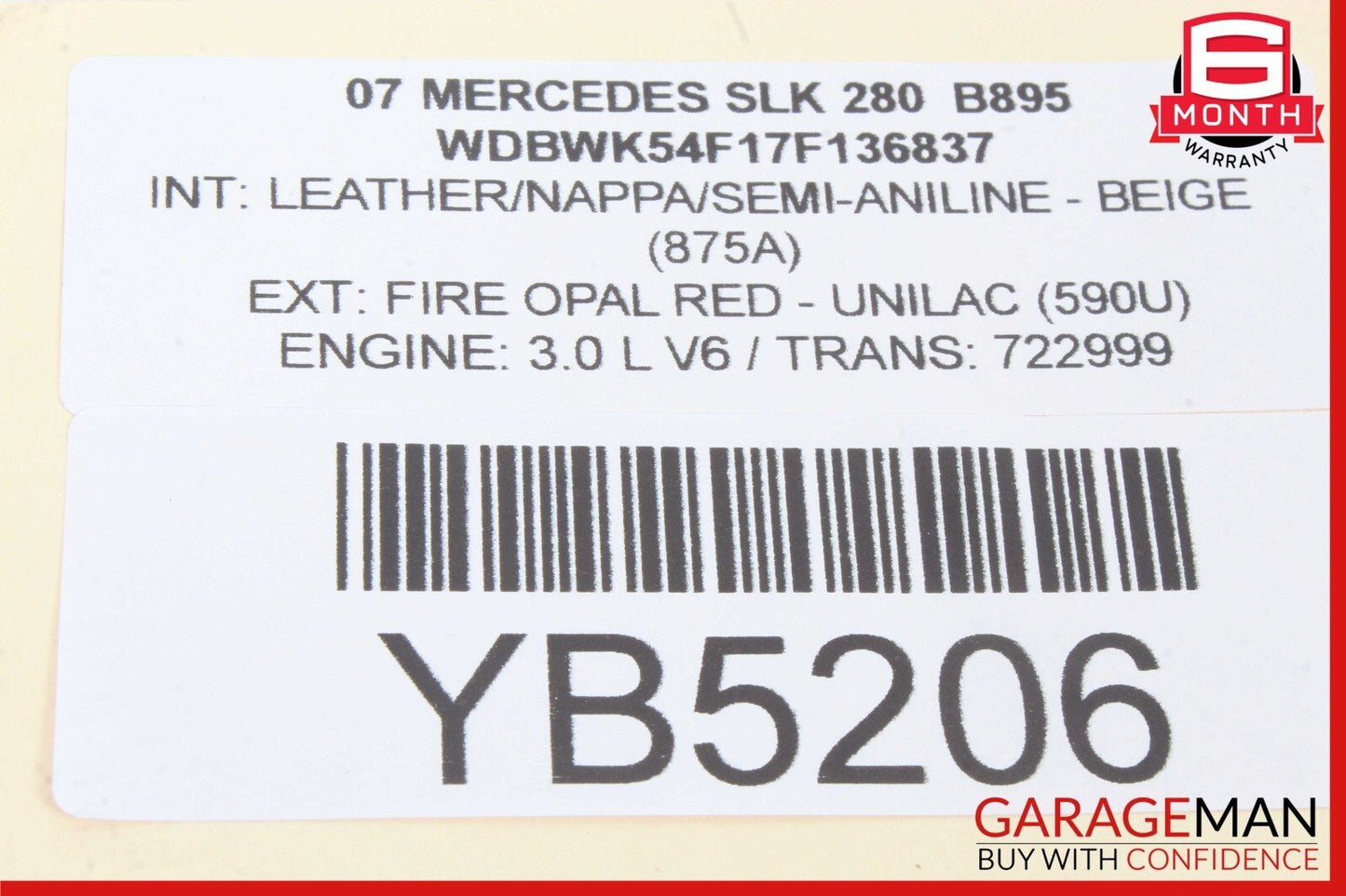 05-11 Mercedes R171 SLK280 Overhead Reading Dome Light Lamp Assy