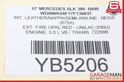 05-11 Mercedes R171 SLK280 Overhead Reading Dome Light Lamp Assy