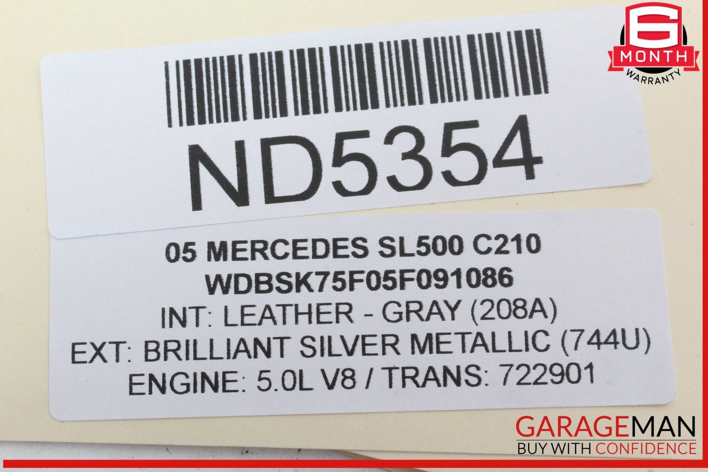 03-12 Mercedes R230 SL500 Convertible Left Main Top Drive Lift Cylinder OEM