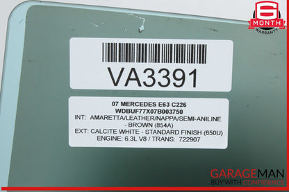 03-09 Mercedes W211 E63 AMG E550 E500 Rear Right Side Door Window Auto Glass OEM