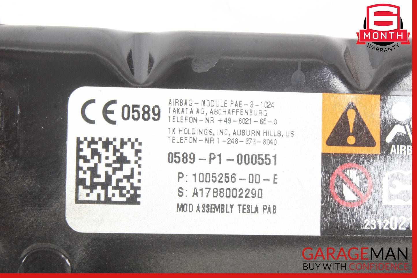 12-20 Tesla Model S Dashboard Instrument Panel Airbag Air Bag OEM