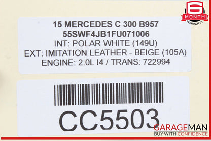 15-21 Mercedes W205 C300 C350e C400 Front Right Side Interior Door Panel OEM