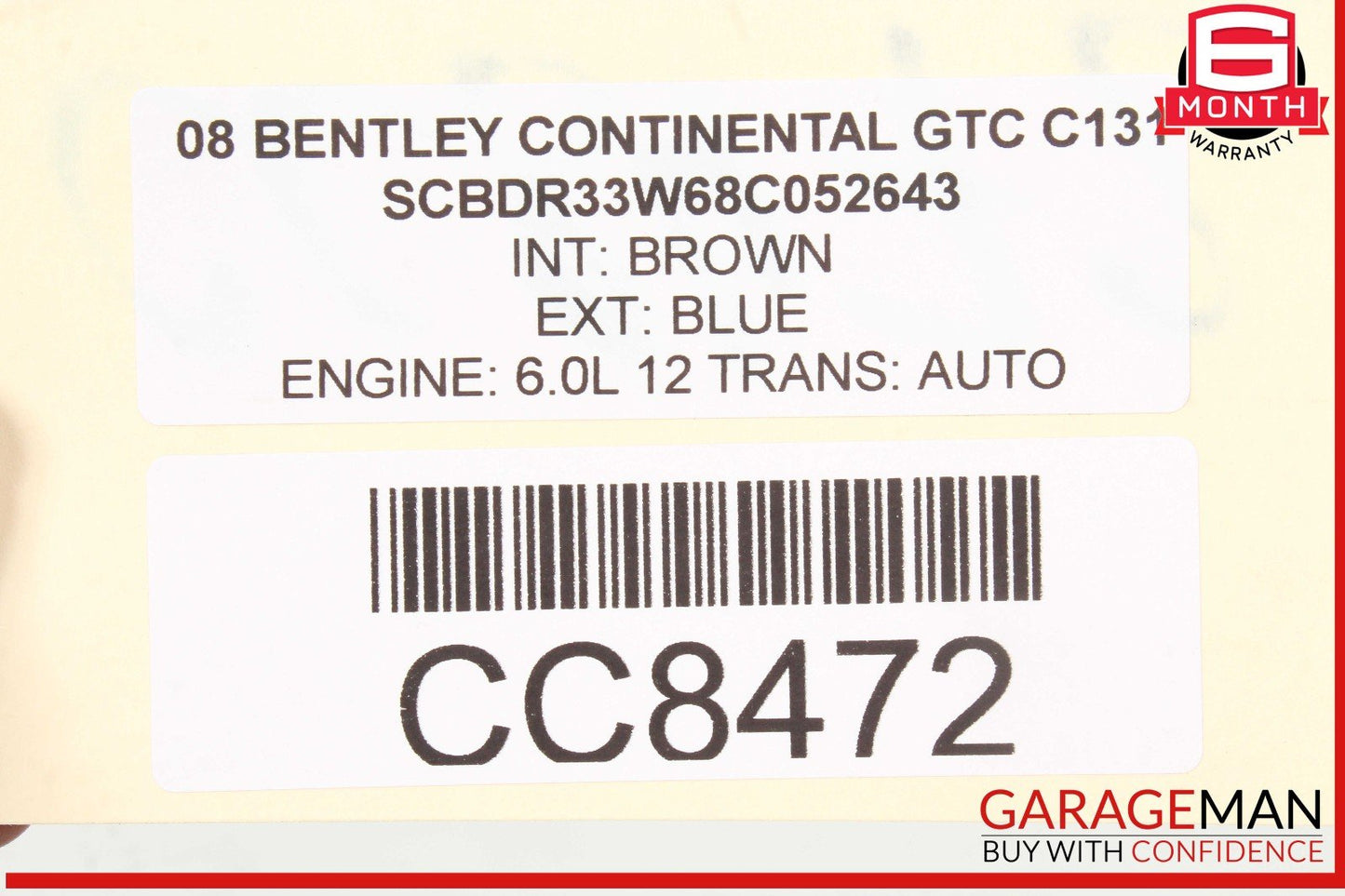 07-18 Bentley Continental GTC Speed Rear Crossmember Cross Member Bracket OEM