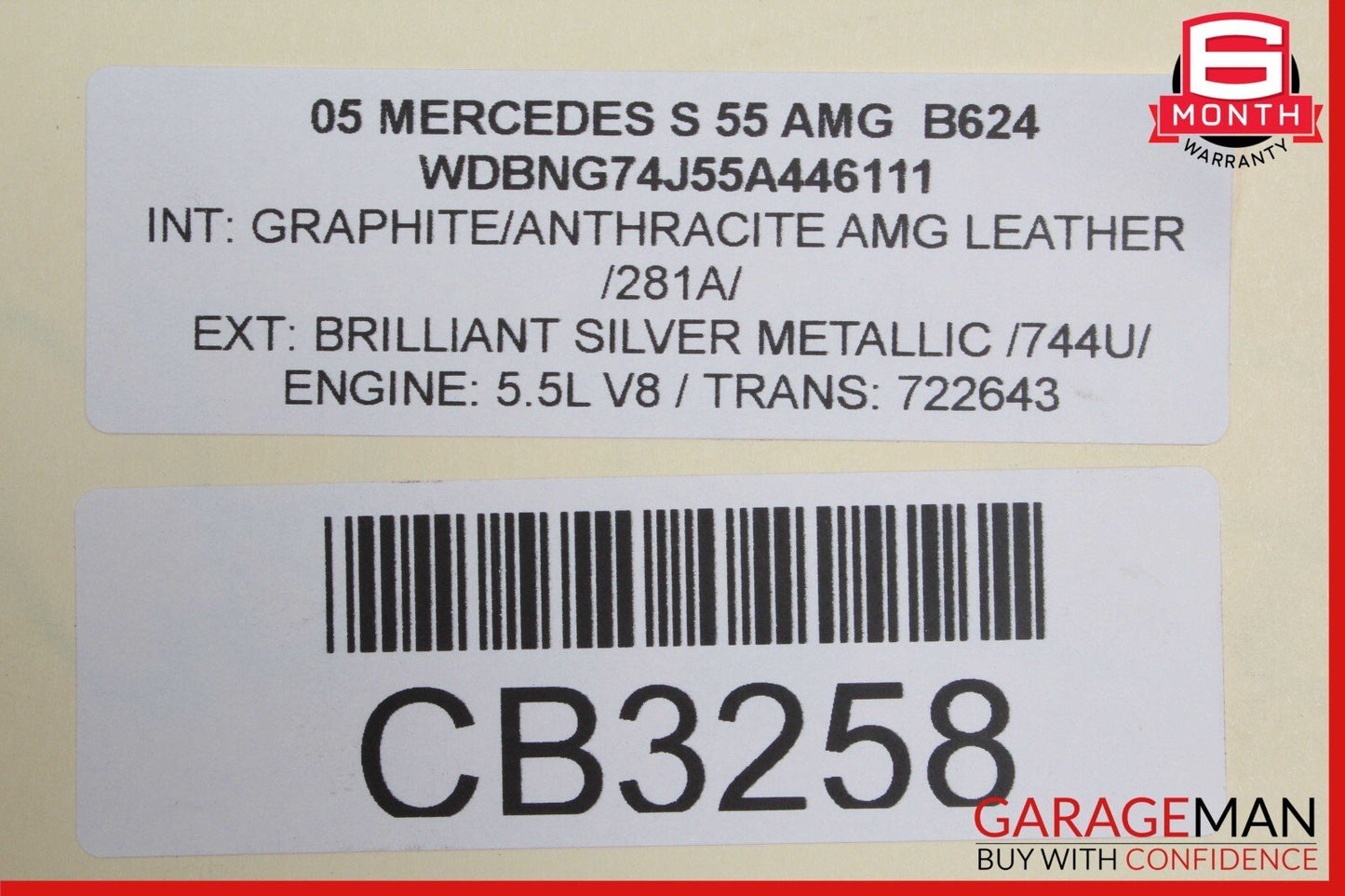03-06 Mercedes W220 S55 S65 AMG Front Left or Right Top Upper Seat Cushion Cover