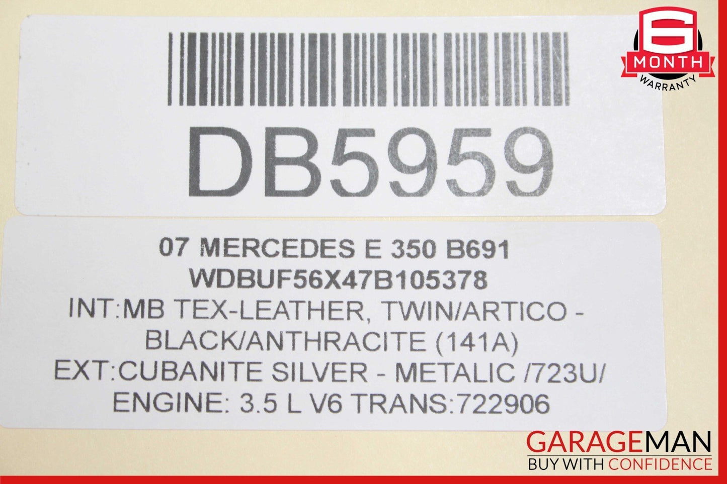 07-09 Mercedes W211 E350 Front Right / Left Top Upper Seat Cushion Anthracite