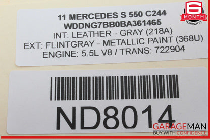 07-13 Mercedes W221 S550 Rear Right Side Exterior Door Handle Keyless Go OEM