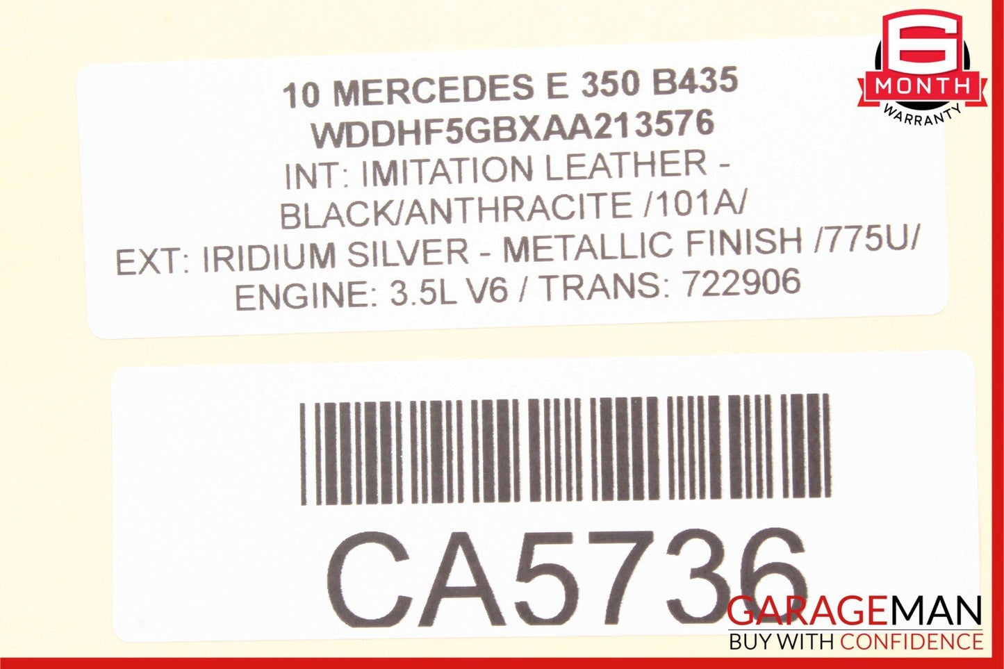10-13 Mercedes W212 E350 E550 E63 AMG Rear Left Side Exterior Door Handle Black