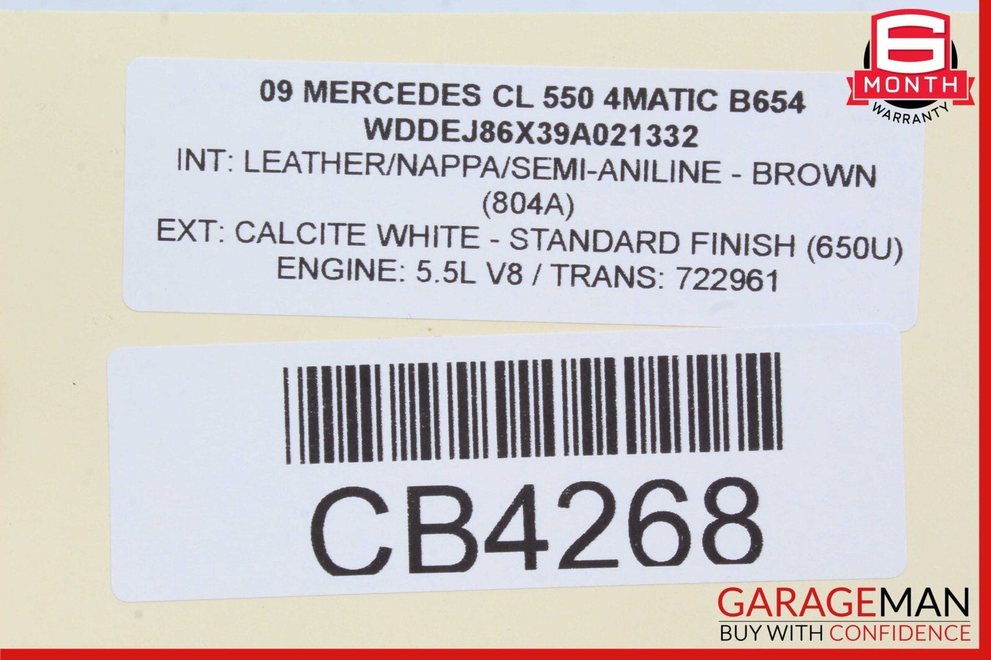 07-14 Mercedes W216 CL550 CL600 Center Console Rear AC Vent Trim 2218301054 OEM