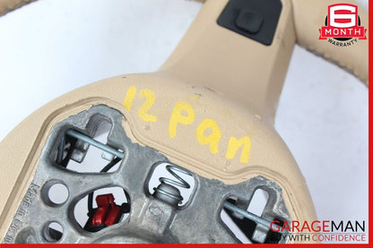 11-14 Porsche Panamera 970 Multifunction Steering Wheel Assembly Beige OEM