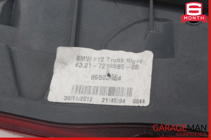 13-19 BMW 640i 650i F06 Rear Right Passenger Side Inner Tail Light 89505164 OEM