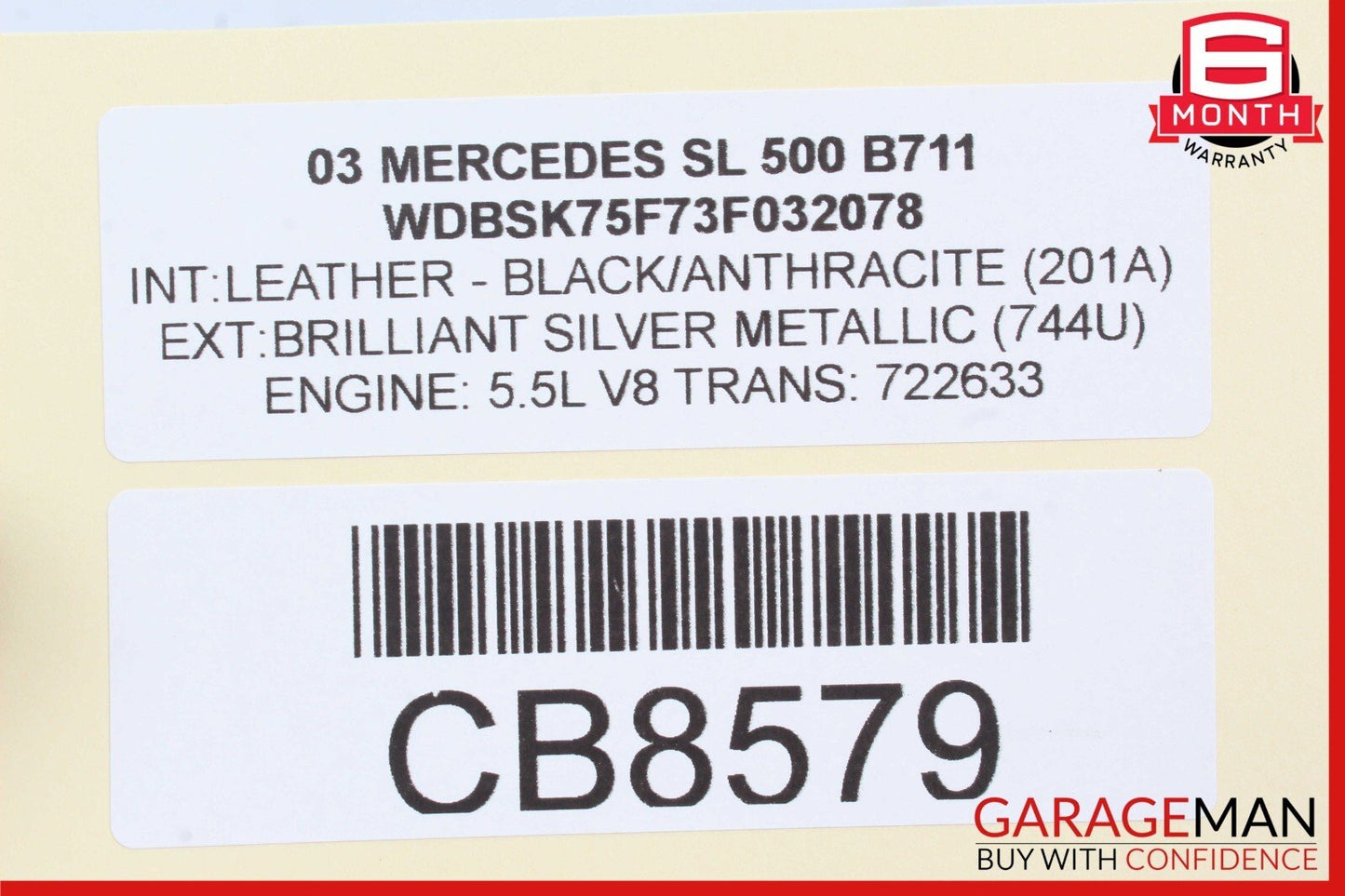03-09 Mercedes R230 SL500 CLK350 Driver 4 Spoke Steering Wheel Black