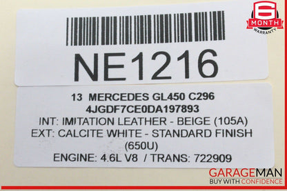 12-16 Mercedes X166 GL450 Right Passenger Side Exterior Door Handle White OEM