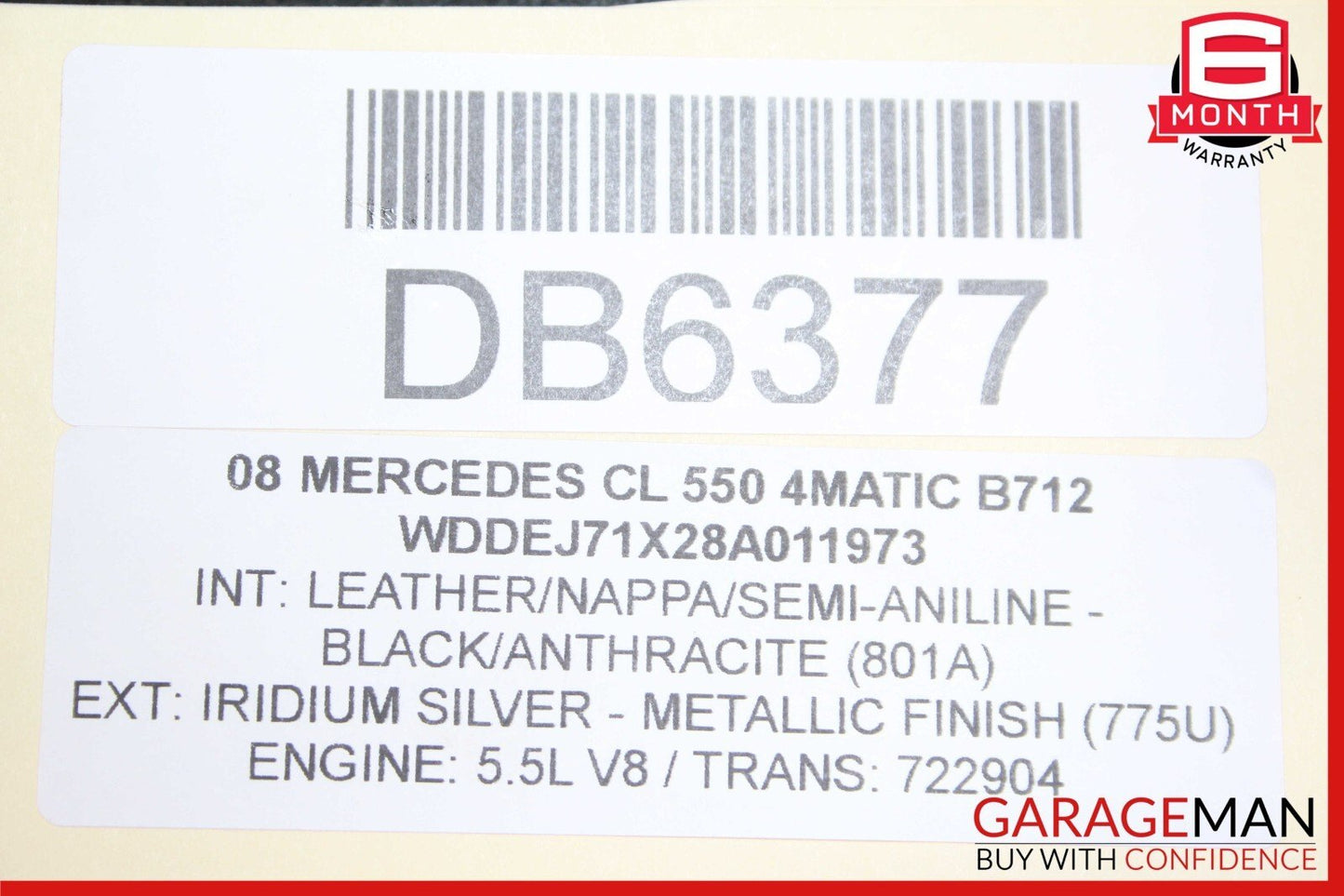 07-10 Mercedes W216 CL550 Front Right Side Bottom Lower Seat Cushion Anthracite