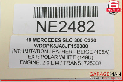 12-20 Mercedes R172 SLC300 Rear Left Convertible Trunk Lift Assist Cylinder OEM