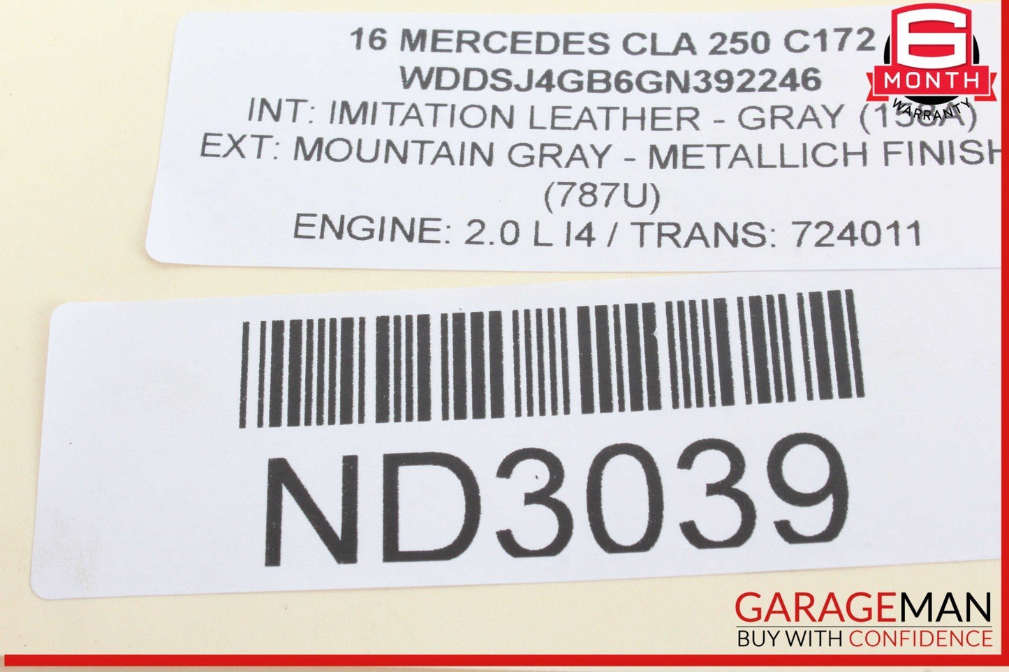 14-19 Mercedes W117 CLA250 GLA250 Rear Left Driver Side CV Axle Shaft OEM