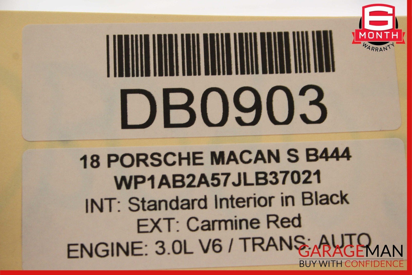 15-18 Porsche Macan 95B Rear Bumper Cover Panel Park Assist Assembly Red OEM