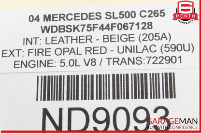 03-06 Mercedes R230 SL500 Steering Column Control Switches Assembly OEM