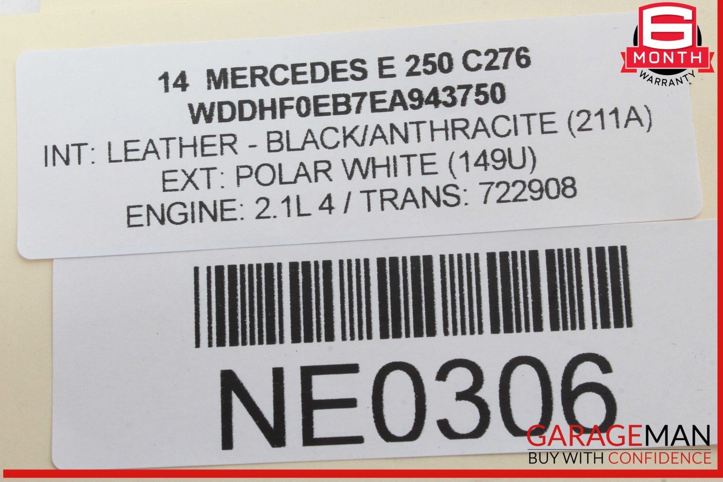 14-16 Mercedes W212 E250 Right Passenger Side Exterior Door Handle White OEM