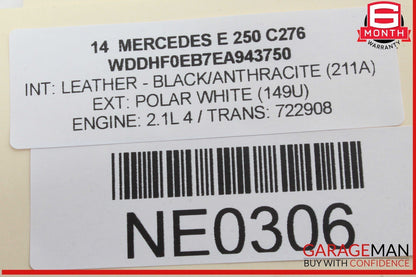 14-16 Mercedes W212 E250 Right Passenger Side Exterior Door Handle White OEM