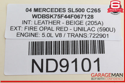03-12 Mercedes R230 SL500 SL55 AMG Knee Airbag Air Bag Left Driver Side OEM