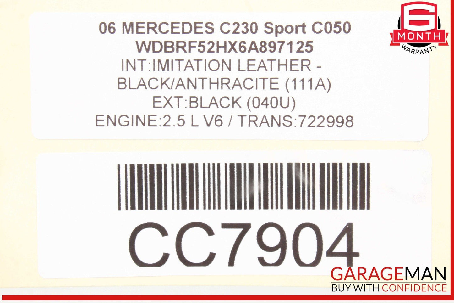 01-07 Mercedes W203 C350 C320 C32 AMG Fender Left Driver Side Black OEM