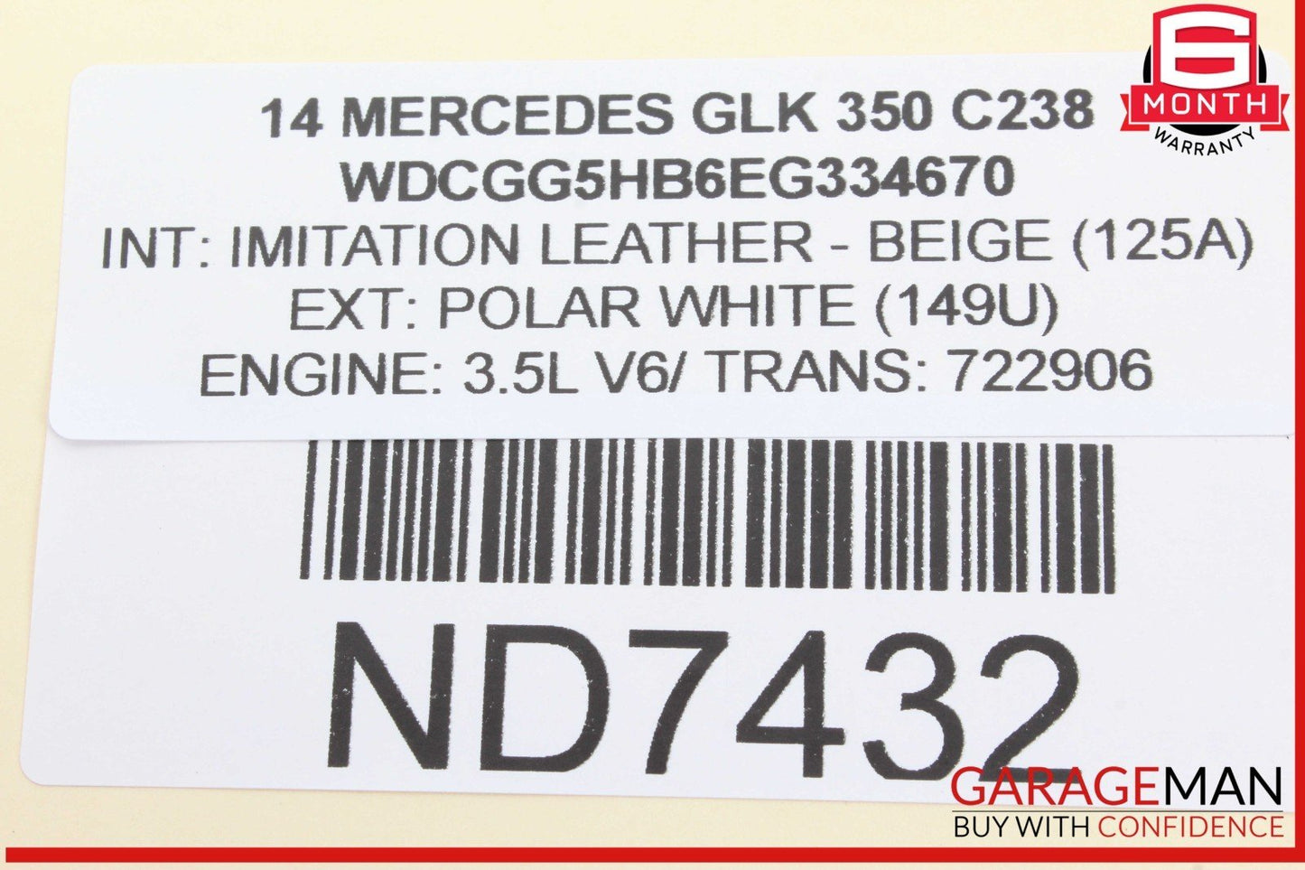 08-15 Mercedes X204 GLK350 Rear Left Driver Side Exterior Door Handle White OEM