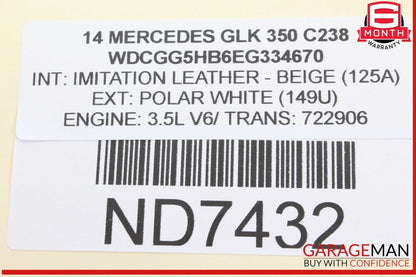08-15 Mercedes X204 GLK350 Rear Left Driver Side Exterior Door Handle White OEM
