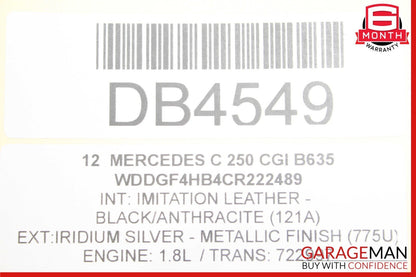 08-14 Mercedes W204 C300 Sedan Rear Left Side Interior Door Trim Panel Black