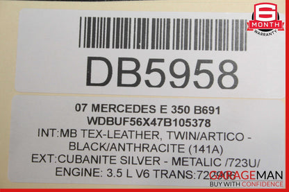 07-09 Mercedes W211 E350 Front Right / Left Side Top Upper Seat Cushion Black