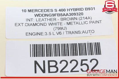 07-14 Mercedes W221 S400 Hybrid Rear Left / Right Air Suspension Shock Strut
