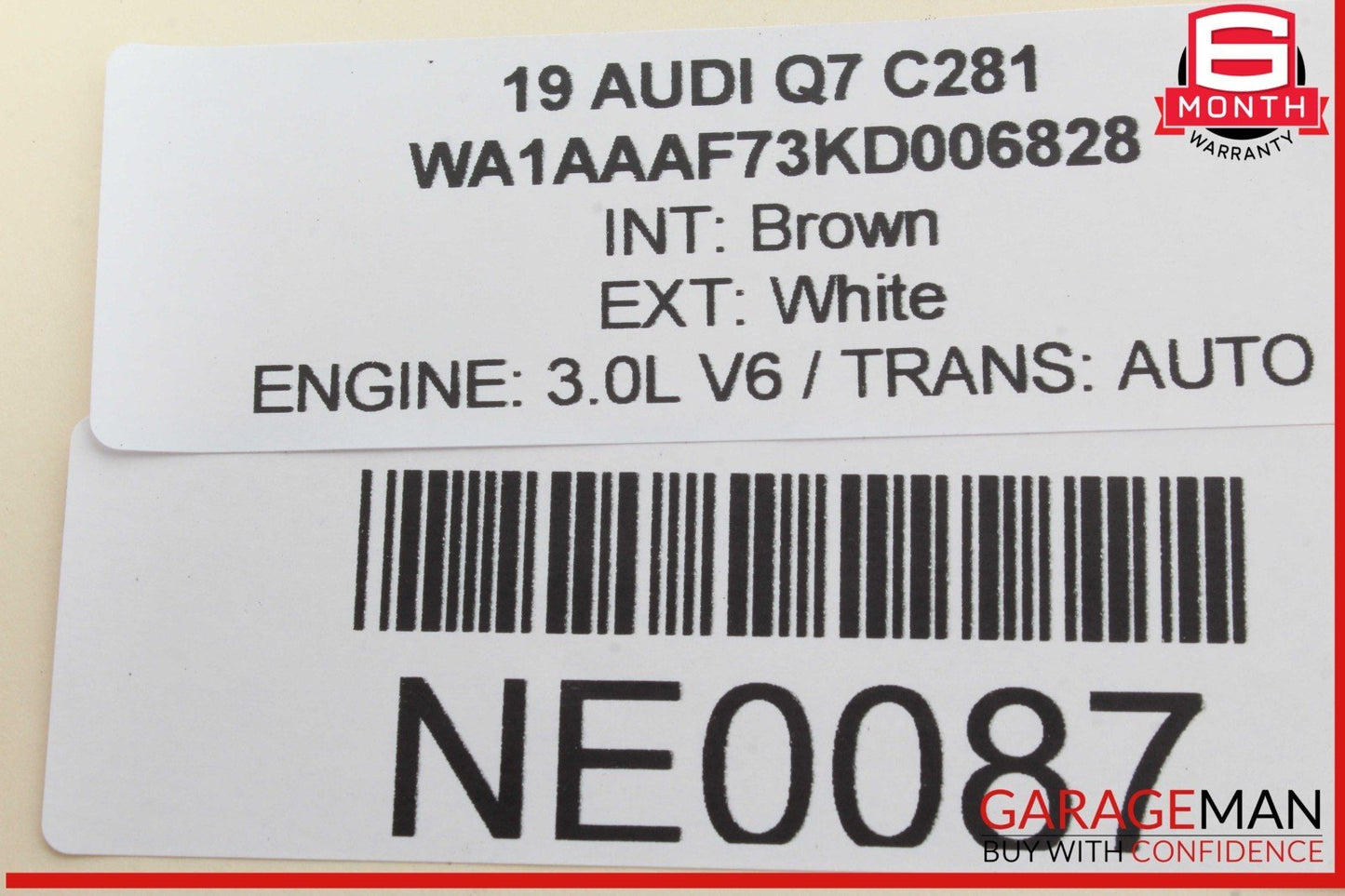 17-24 Audi Q7 Right Passenger Side Exterior Door Handle White 4M0837886A OEM