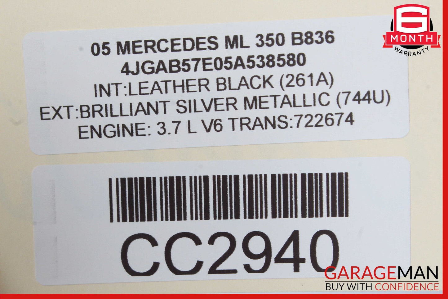 98-05 Mercedes W163 ML320 ML500 Front Upper Radiator Support Bracket Tie Bar OEM