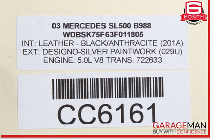 03-12 Mercedes R230 SL500 SL65 AMG Fuel Gas Tank Reservoir Assembly OEM