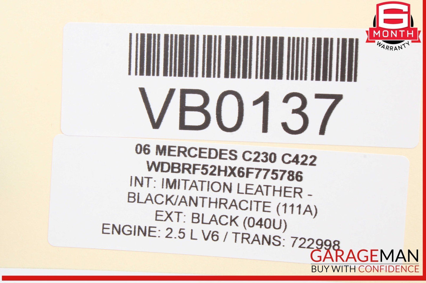 01-11 Mercedes W203 C230 Trunk Lid Lock Latch Handle w/ Lock 2037500893 OEM