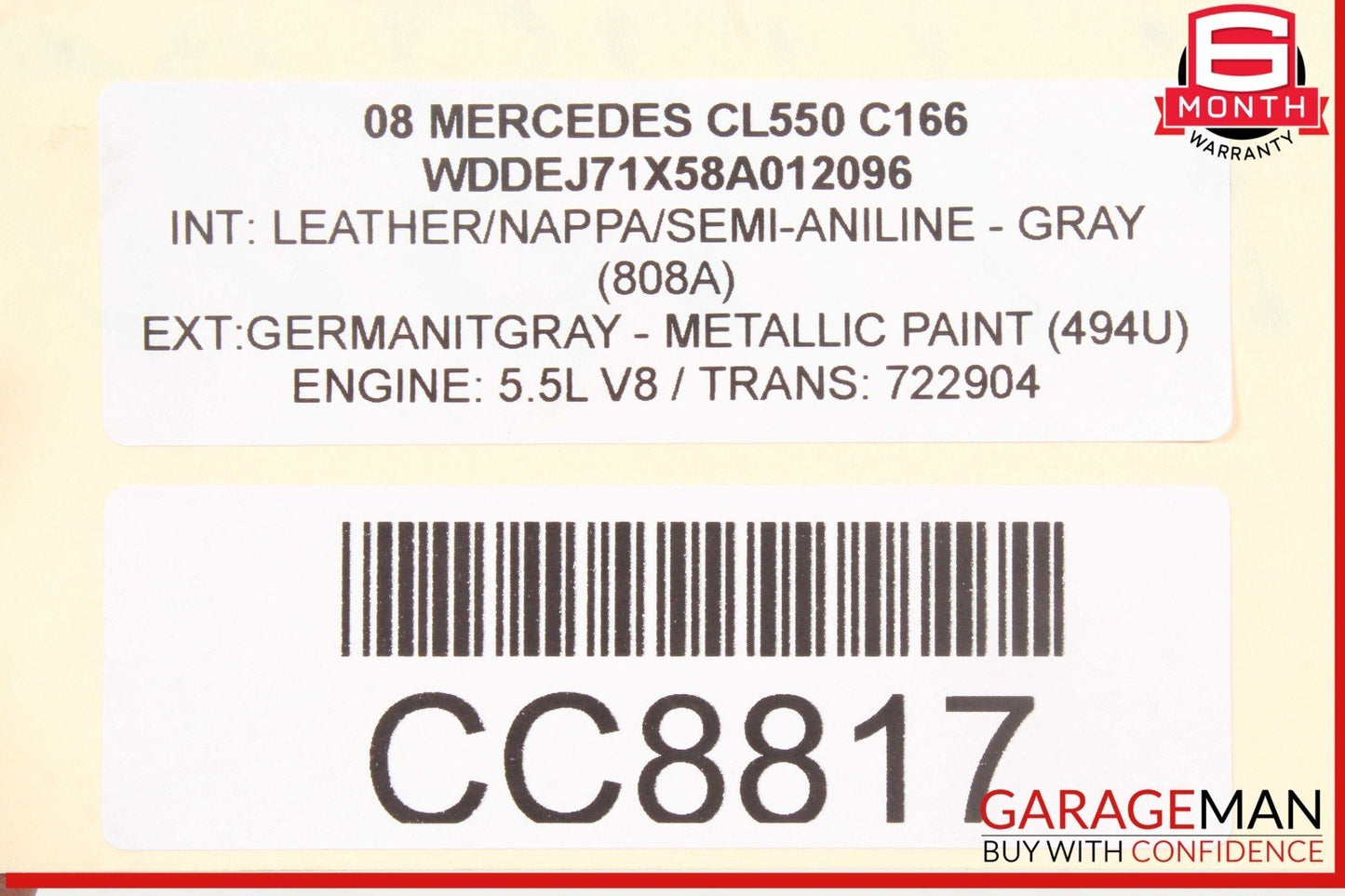 07-10 Mercedes W216 CL550 S600 Power Steering Rack & Pinion Assembly RWD OEM