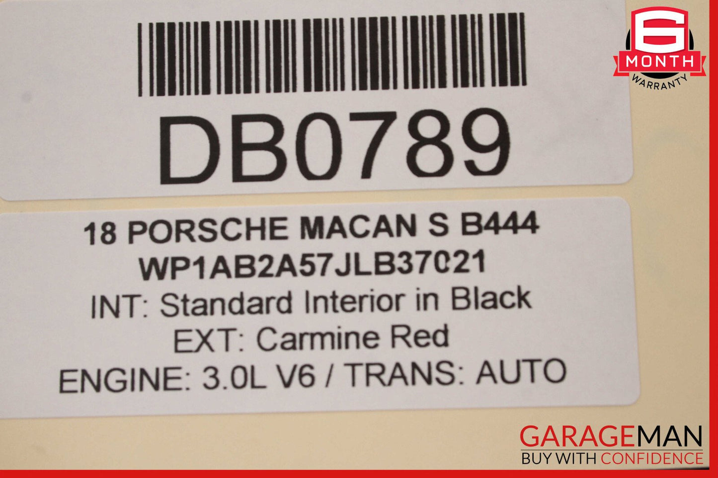 15-18 Porsche Macan S Rear Lower Bottom Seat Cushion Black OEM