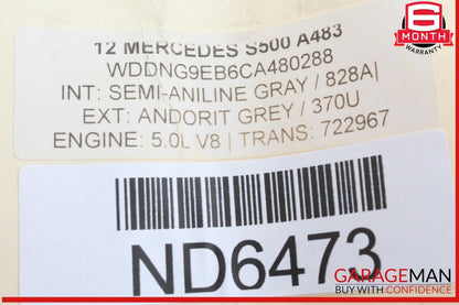 10-14 Mercedes W221 S550 CL550 Steering Wheel Airbag Air Bag Gray OEM