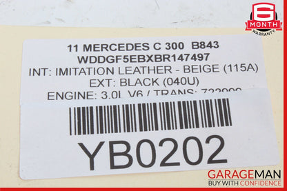 08-11 Mercedes W204 C300 C350 C63 AMG Rear Right Side Taillight Tail Light Lamp