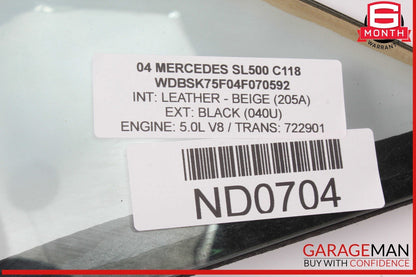 03-12 Mercedes R230 SL500 SL55 AMG Rear Left Side Quarter Window Glass OEM