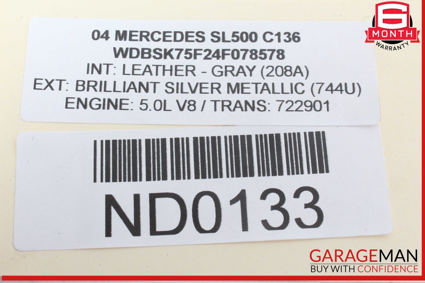 03-12 Mercedes R230 SL500 S55 AMG Convertible Right Lock Pawl Cylinder OEM