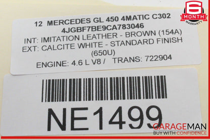 06-13 Mercedes X164 GL450 4MATIC Panoramic Sunroof Sun Roof Motor 1648201442 OEM
