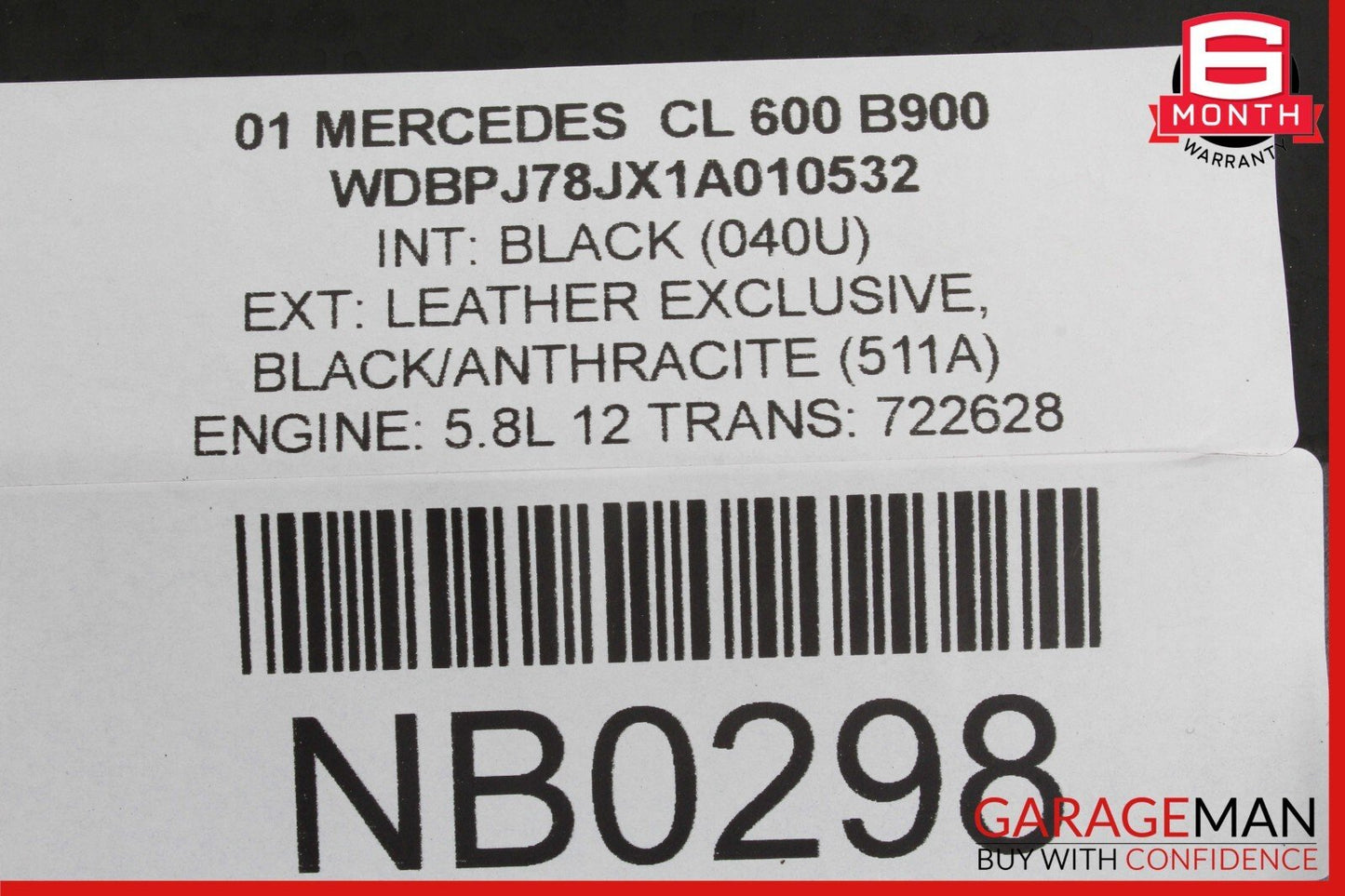 00-06 Mercedes W215 CL600 CL500 Rear Left Side Quarter Door Window Glass OEM