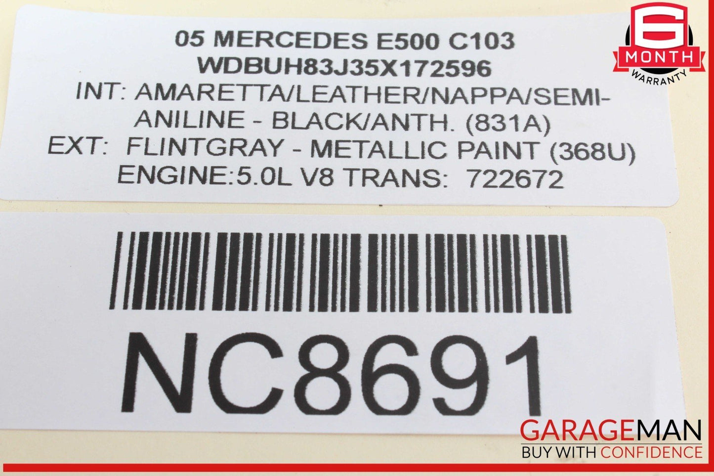 00-06 Mercedes W211 E500 S500 SL500 CL500 E430 Fuel Injector Rail Assembly OEM