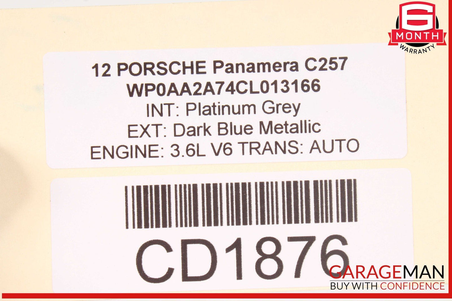 10-16 Porsche Panamera 970 Rear Left Driver Side Exterior Door Shell Frame OEM